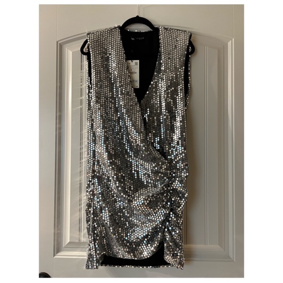 Draped Sequin Dress - Silver - Picture 2 of 5